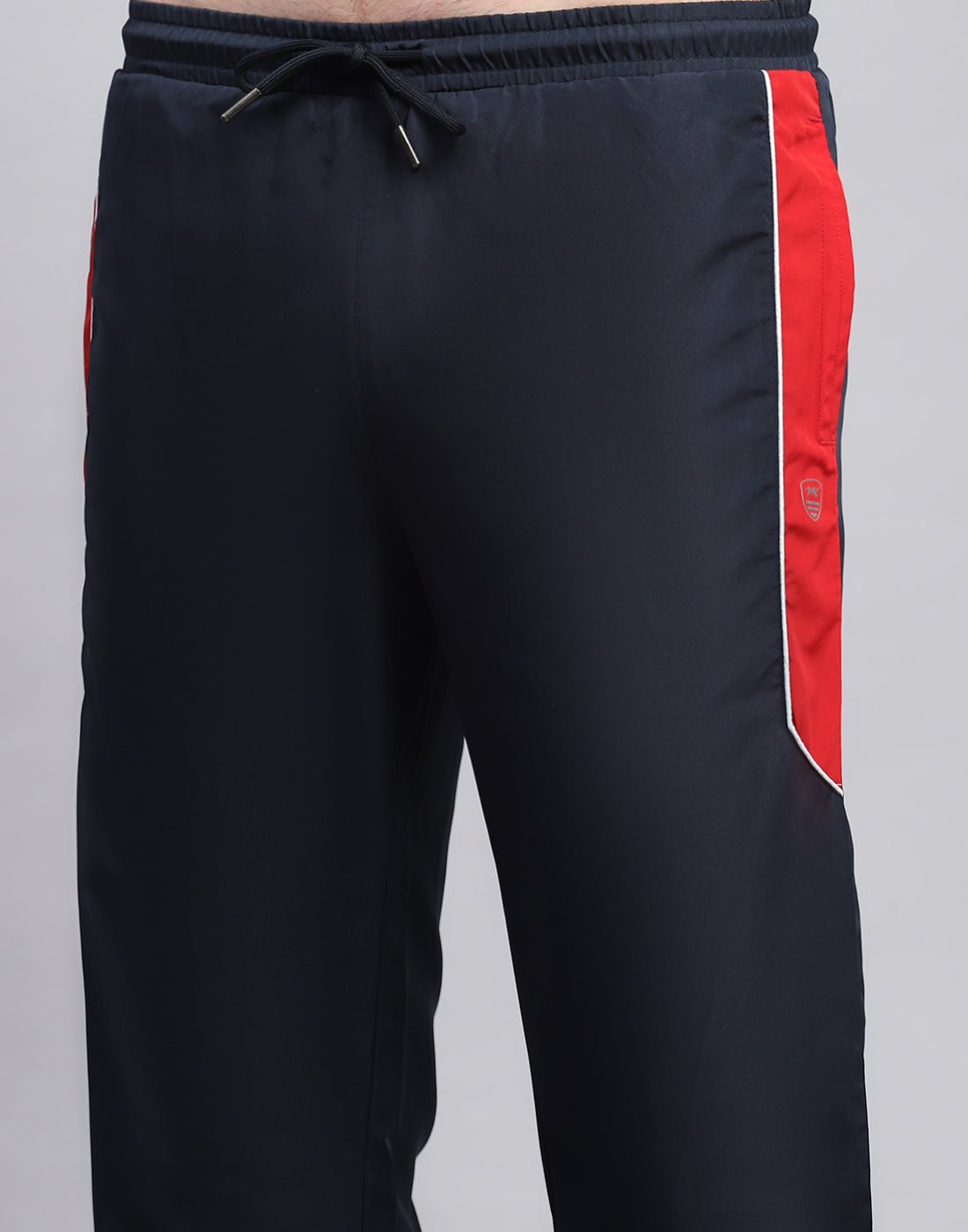 Men Navy Blue Solid Band Collar Full Sleeve Winter Tracksuit