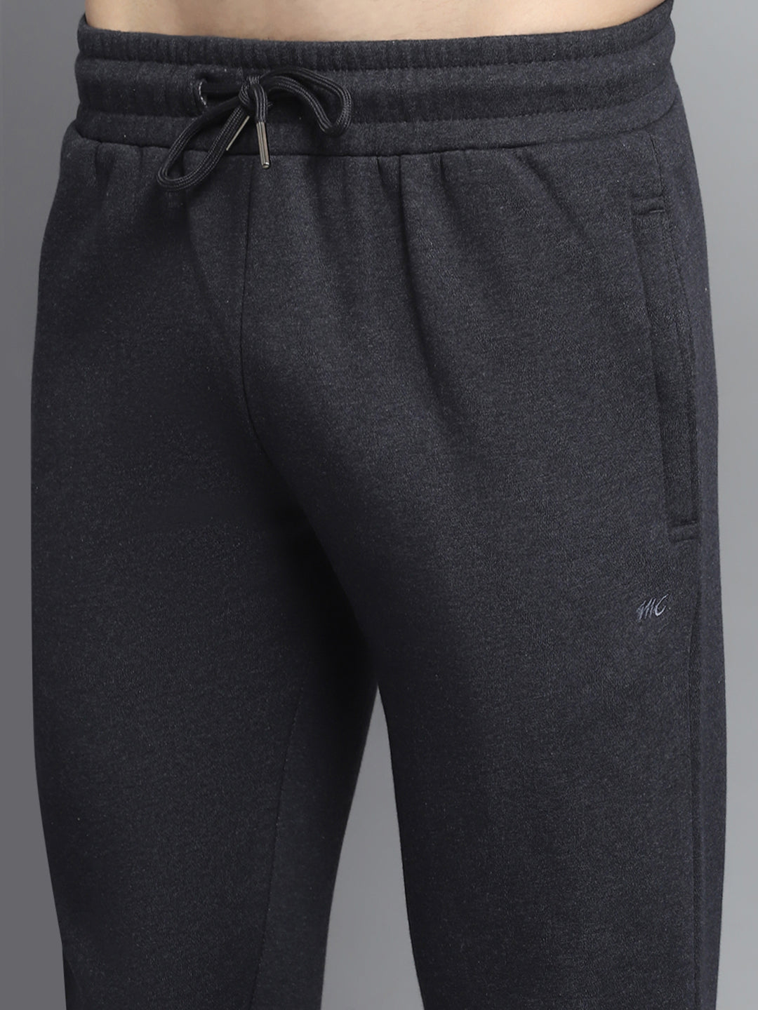 Men Grey Solid Collar Full Sleeve Winter Tracksuit