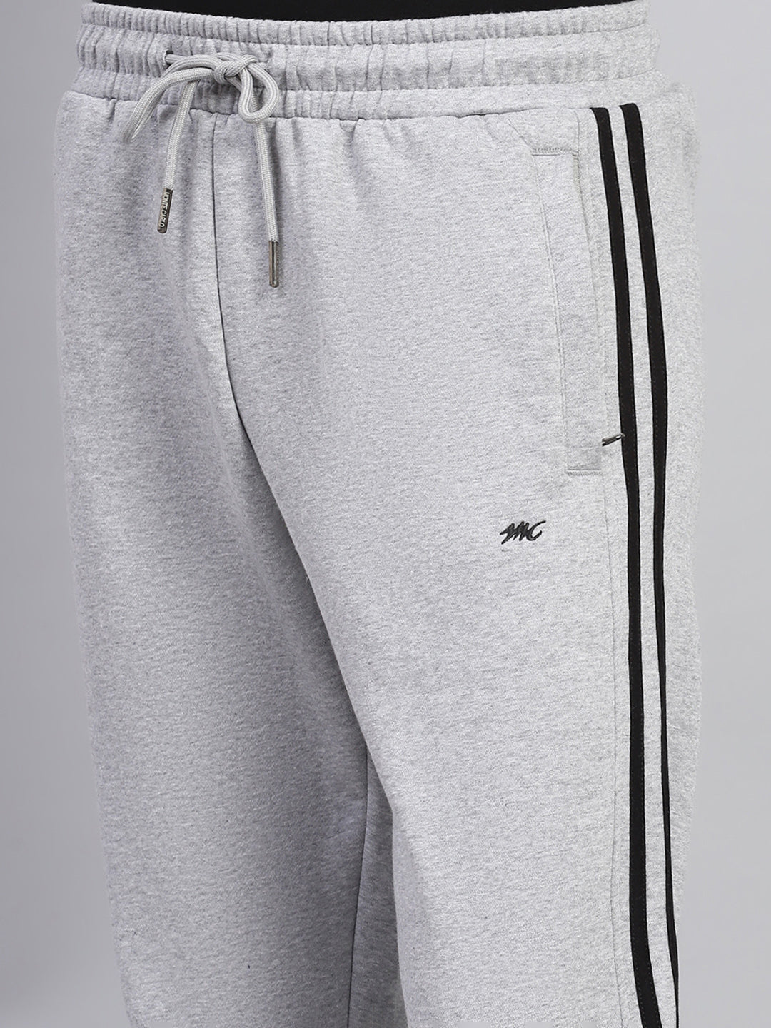Men Grey Solid Mock Neck Full Sleeve Winter Tracksuit