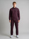 Men Maroon Solid Mandarin Collar Full Sleeve Winter Tracksuit