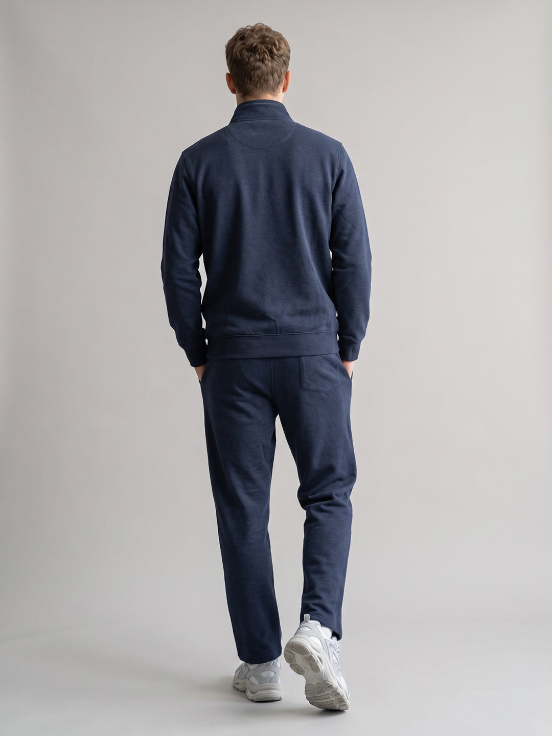 Men Blue Solid Turtle Neck Full Sleeve Winter Tracksuit