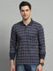Luxuria Men Blue Check Collar Full Sleeve Winter T-Shirt