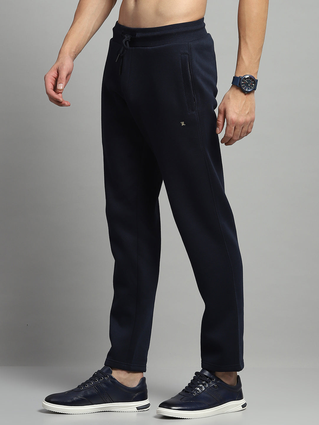 Luxuria Men Navy Blue Self Design Lower