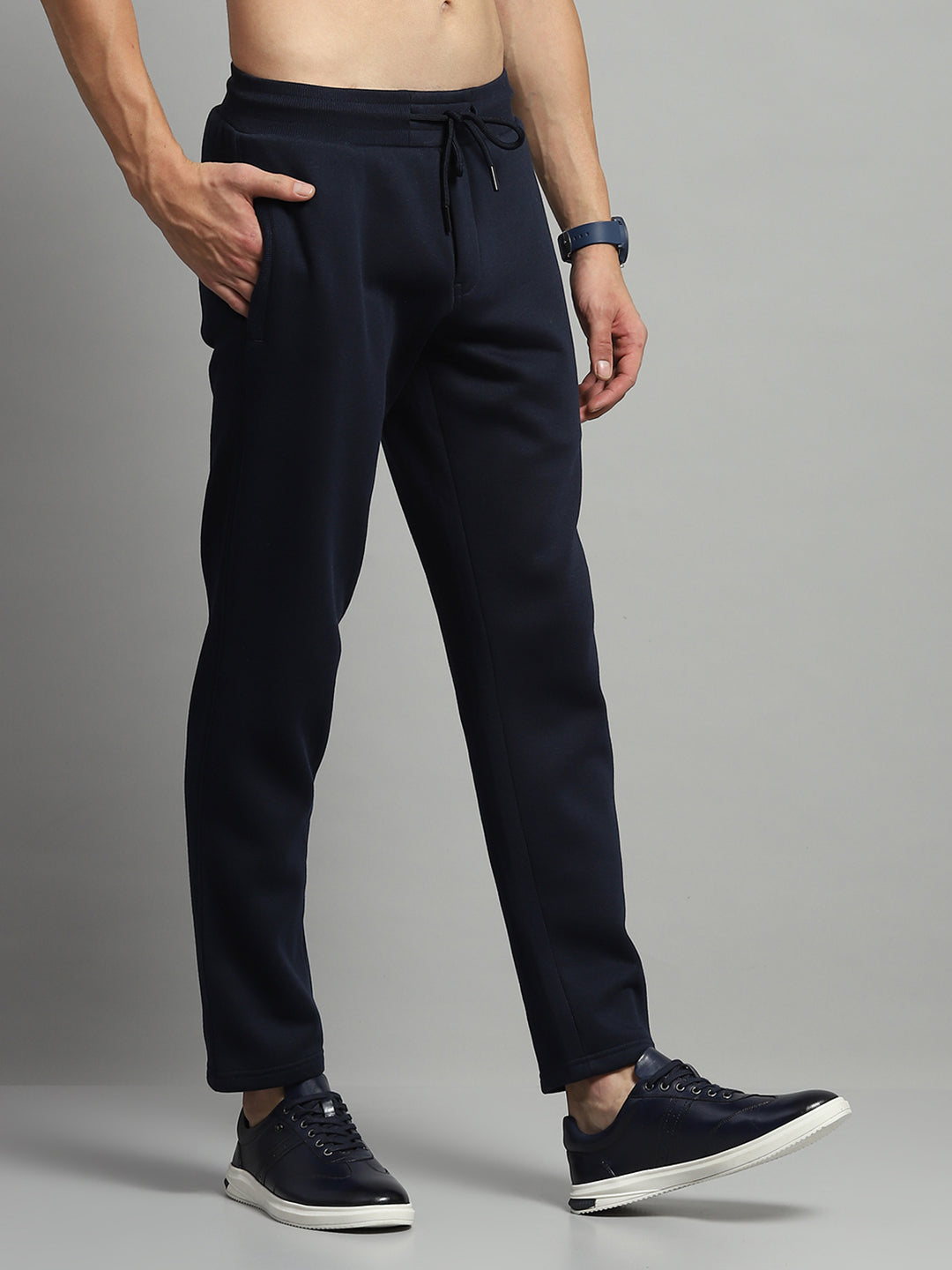 Luxuria Men Navy Blue Self Design Lower