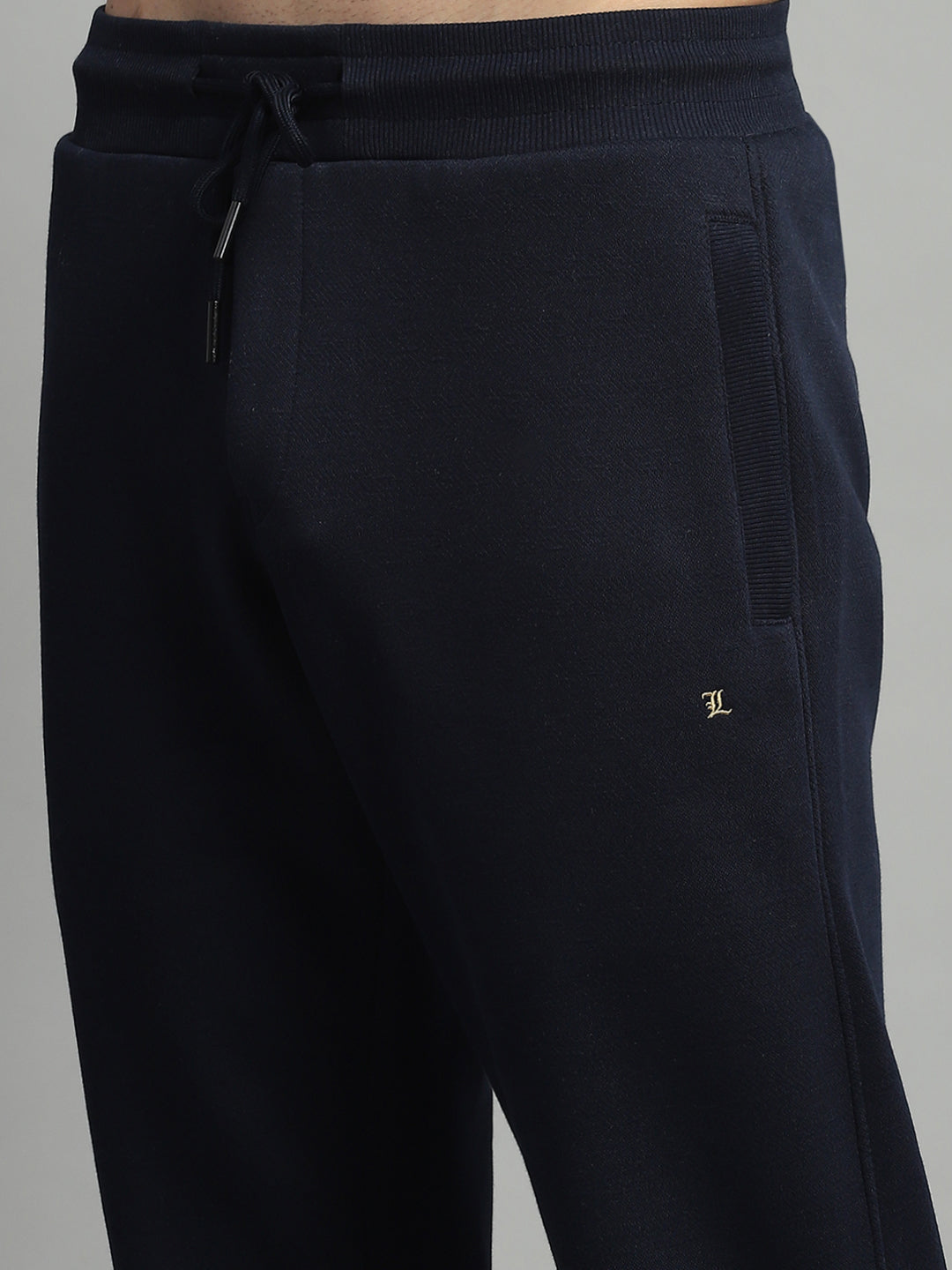 Luxuria Men Navy Blue Self Design Lower