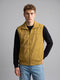 Men Mustard Solid Collar Sleeveless Parka Jacket