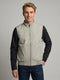 Men Grey Solid Turtle Neck Sleeveless Bomber Jacket