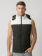 Men Olive Solid Detachable Hood Sleeveless Jacket