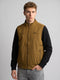 Men Mustard Solid Collar Reversible Quilted Jacket