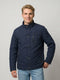 Men Blue Solid Turtle Neck Full Sleeve Padded Jacket