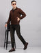 Men Brown Solid Collar Full Sleeve Jacket