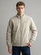 Men Beige Solid Collar Full Sleeve Bomber Jacket