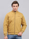 Men Yellow Solid Mock Neck Full Sleeve Jacket