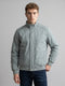 Men Blue Solid Mandarin Collar Full Sleeve Bomber Jacket