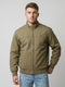Men Khaki Solid Turtle Neck Full Sleeve Bomber Jacket