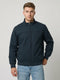 Men Navy Blue Solid Turtle Neck Full Sleeve Bomber Jacket