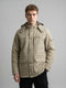Men Beige Solid Detachable Hood Full Sleeve Padded Jacket