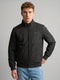 Men Grey Solid Stand Collar Full Sleeve Bomber Jacket