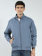 Men Grey Solid Mock Neck Full Sleeve Jacket