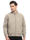 Men Beige Solid Collar Full Sleeve Jacket