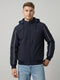 Men Navy Blue Solid Detachable Hood Full Sleeve Bomber Jacket