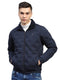 Men Navy Blue Solid Collar Full Sleeve Jacket