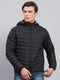 Men Black Solid Detachable Hood Full Sleeve Jacket