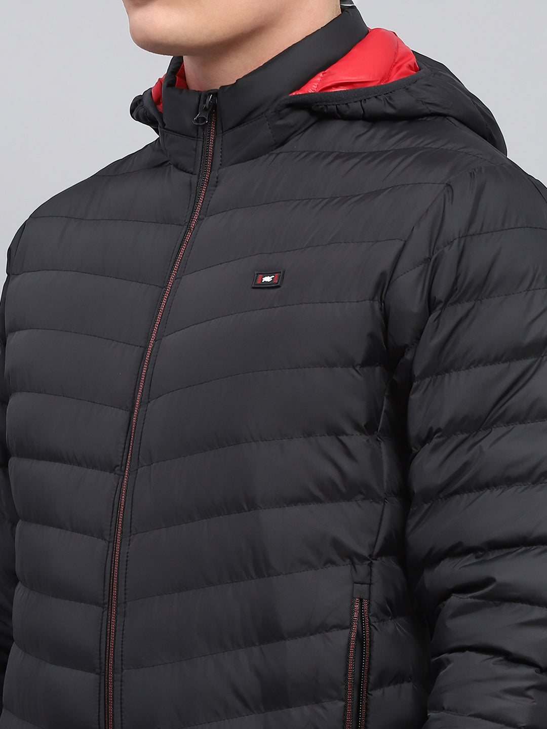 Men Black Solid Detachable Hood Full Sleeve Jacket