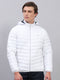 Men White Solid Detachable Hood Full Sleeve Jacket