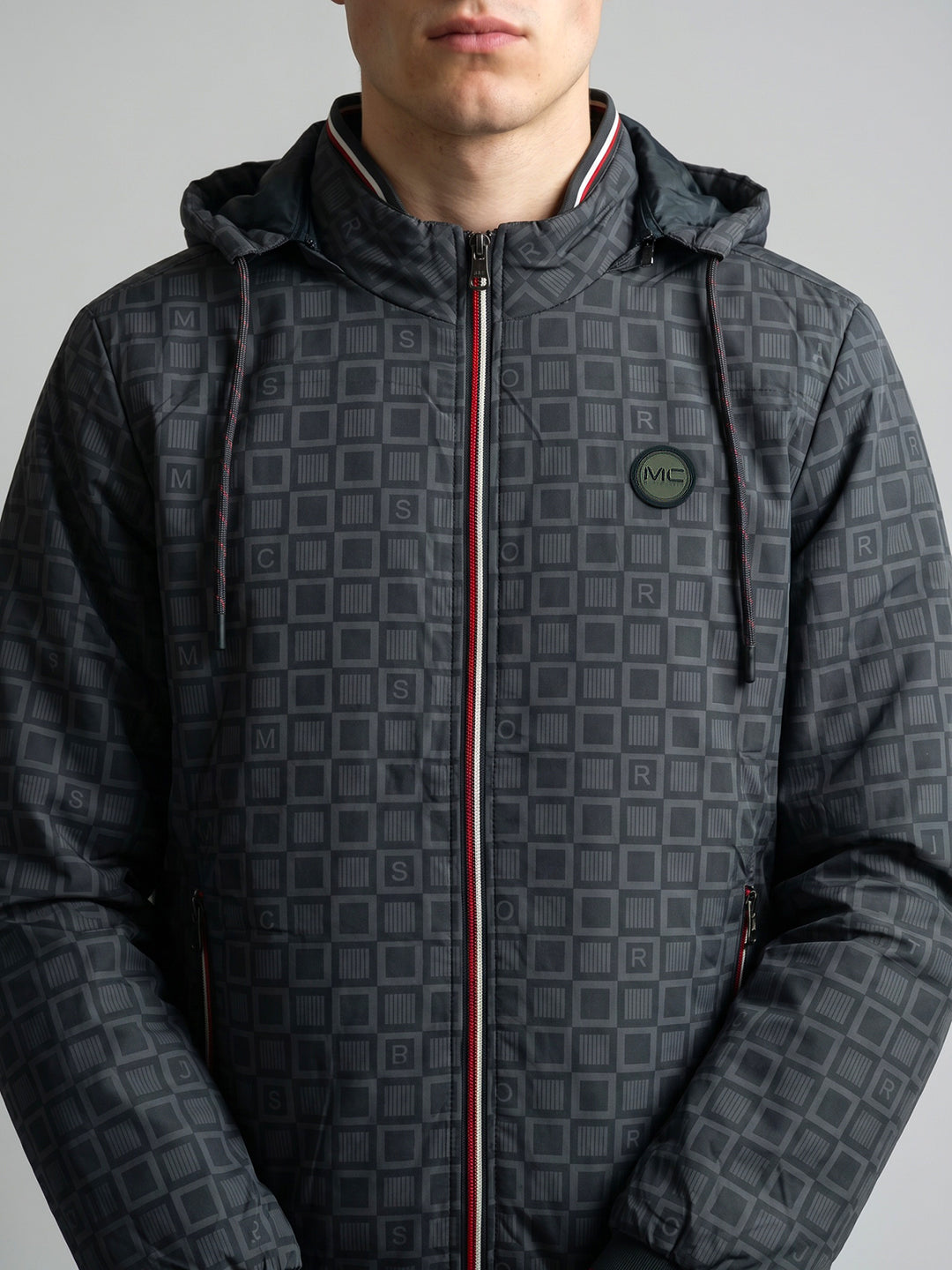 Men Navy Blue Colourblocked Detachable Hood Full Sleeve Jacket