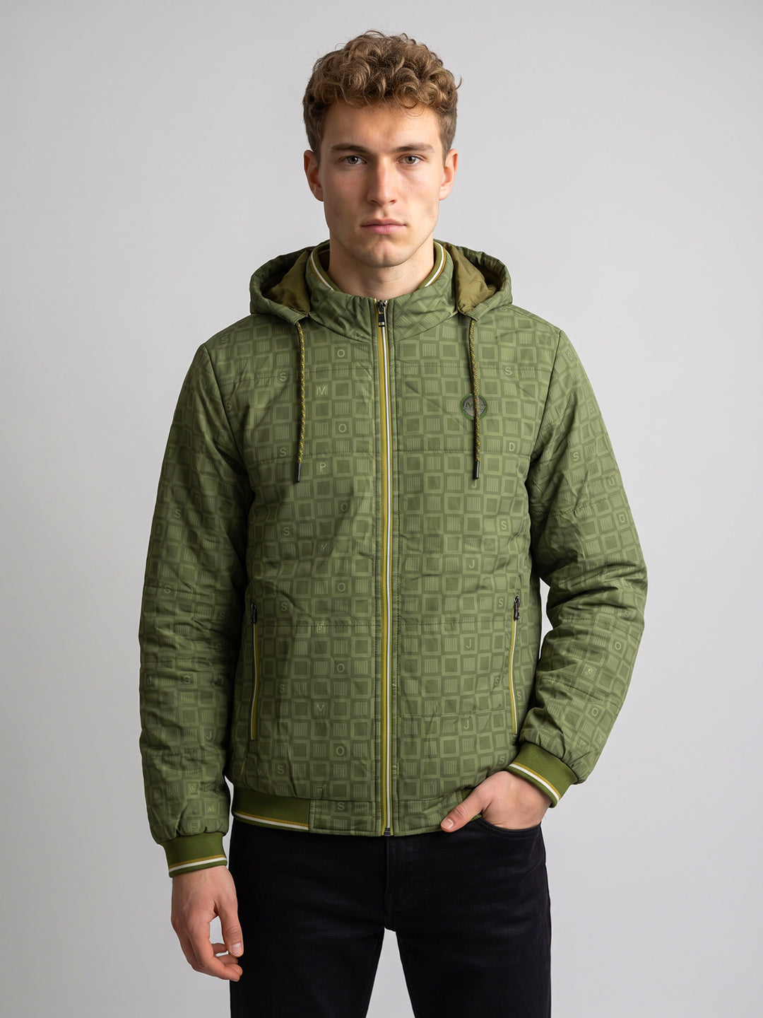 Men Navy Blue Colourblocked Detachable Hood Full Sleeve Jacket