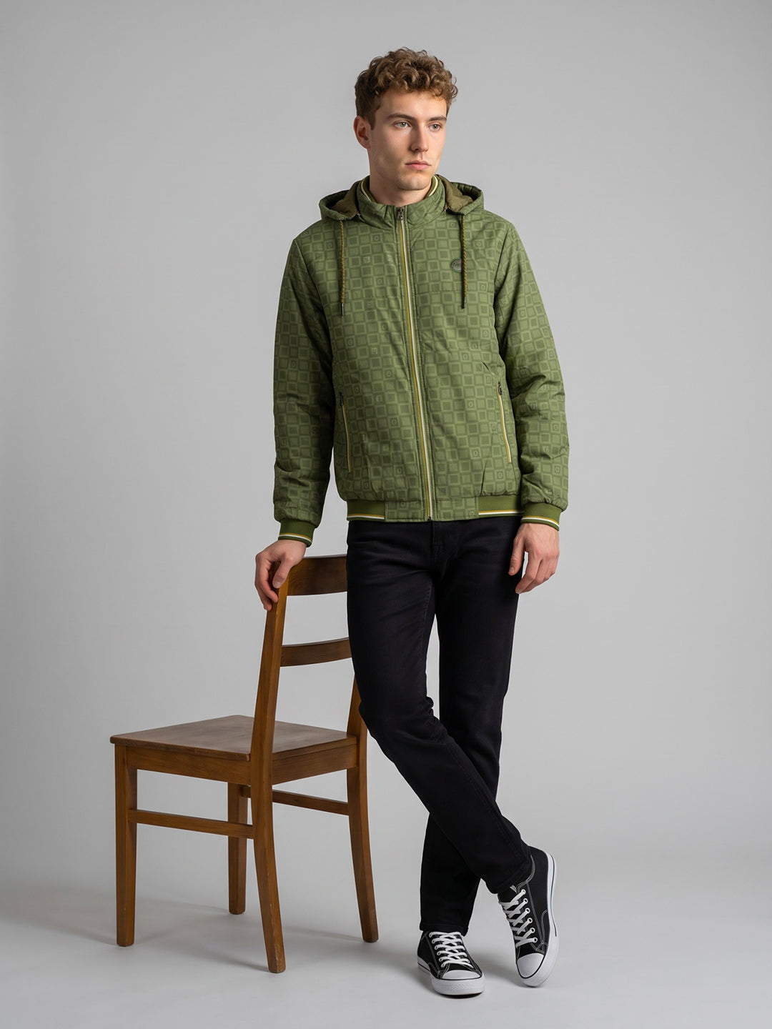 Men Navy Blue Colourblocked Detachable Hood Full Sleeve Jacket