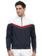 Men Navy Blue Solid Collar Full Sleeve Jacket