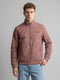 Men Peach Solid Stand Collar Full Sleeve Bomber Jacket
