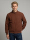 Men Rust Solid Stand Collar Full Sleeve Reversible Bomber Jacket