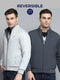 Men Grey Solid Mock Neck Full Sleeve Jacket