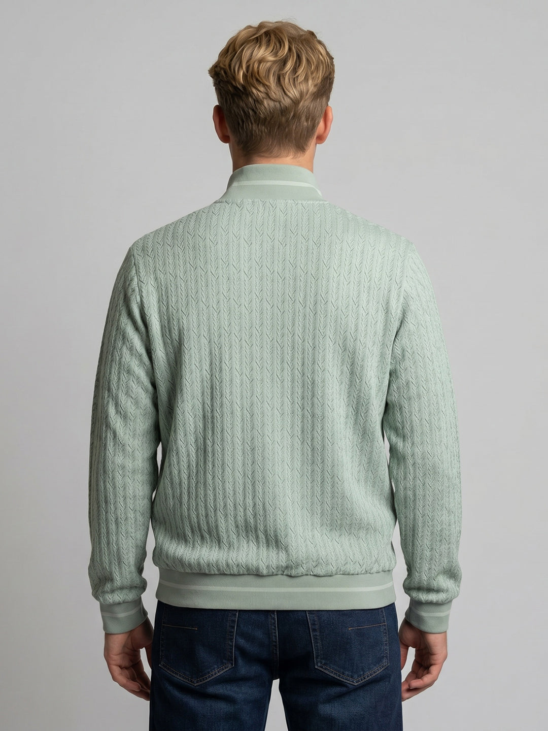 Men Green Solid Turtle Neck Full Sleeve Reversible Jacket