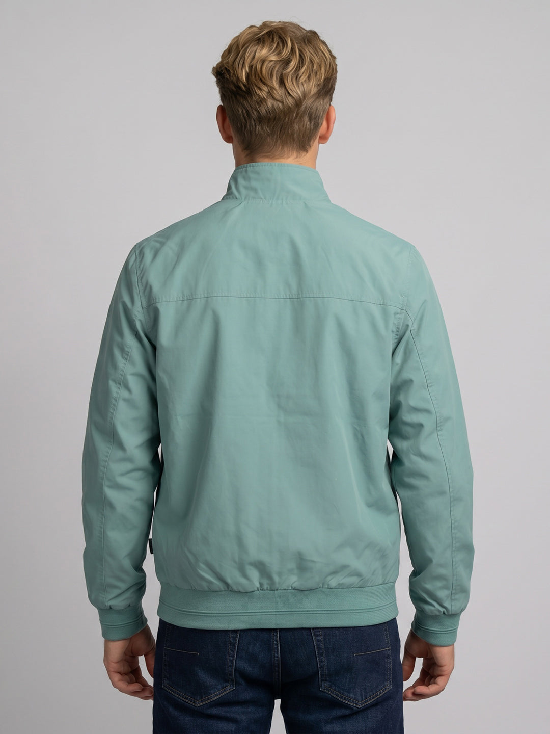 Men Green Solid Turtle Neck Full Sleeve Reversible Jacket