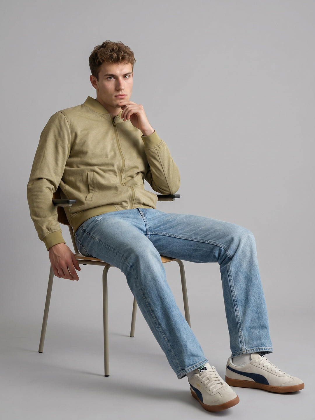 Men Green Solid Stand Collar Full Sleeve Reversible Jacket