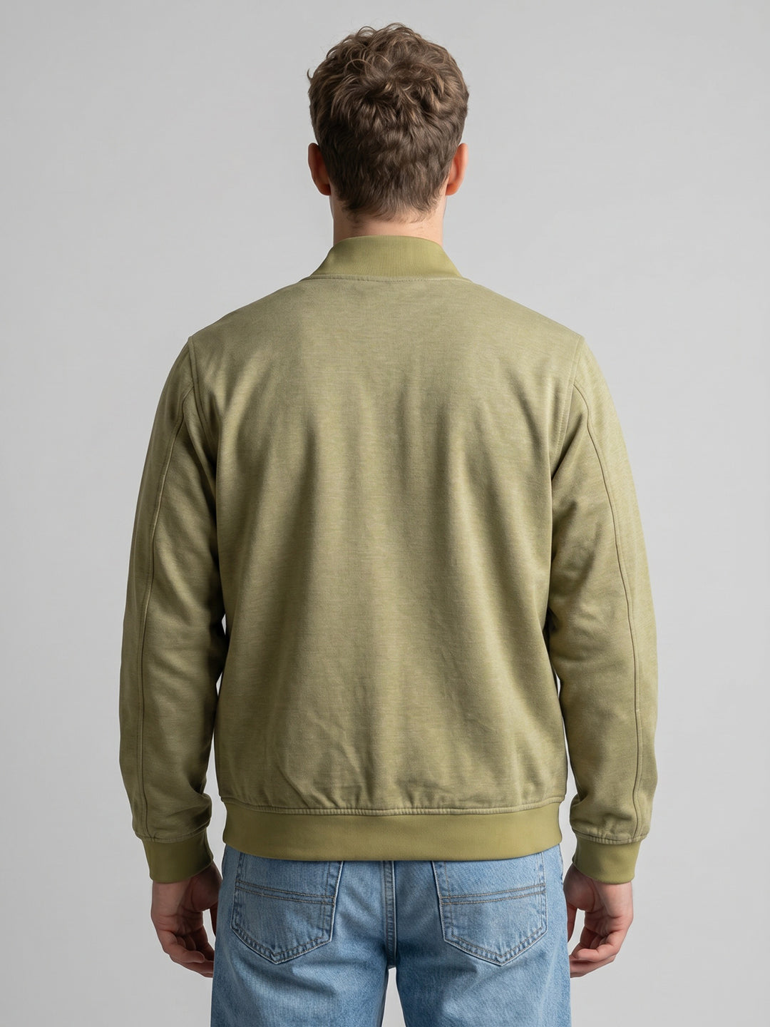 Men Green Solid Stand Collar Full Sleeve Reversible Jacket