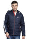 Men Navy Blue Solid Hooded Full Sleeve Jacket