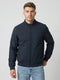 Men Blue Stripe Stand Collar Full Sleeve Jacket