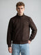 Men Maroon Check Turtle Neck Full Sleeve Jacket