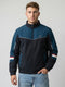 Men Navy Blue Solid Turtle Neck Full Sleeve Bomber Jacket