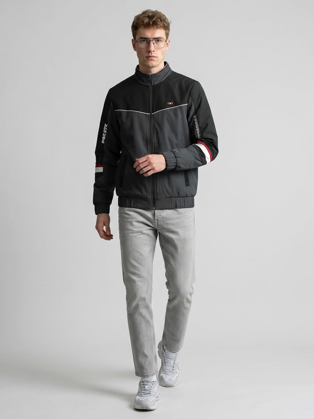 Men Olive Solid Turtle Neck Full Sleeve Bomber Jacket