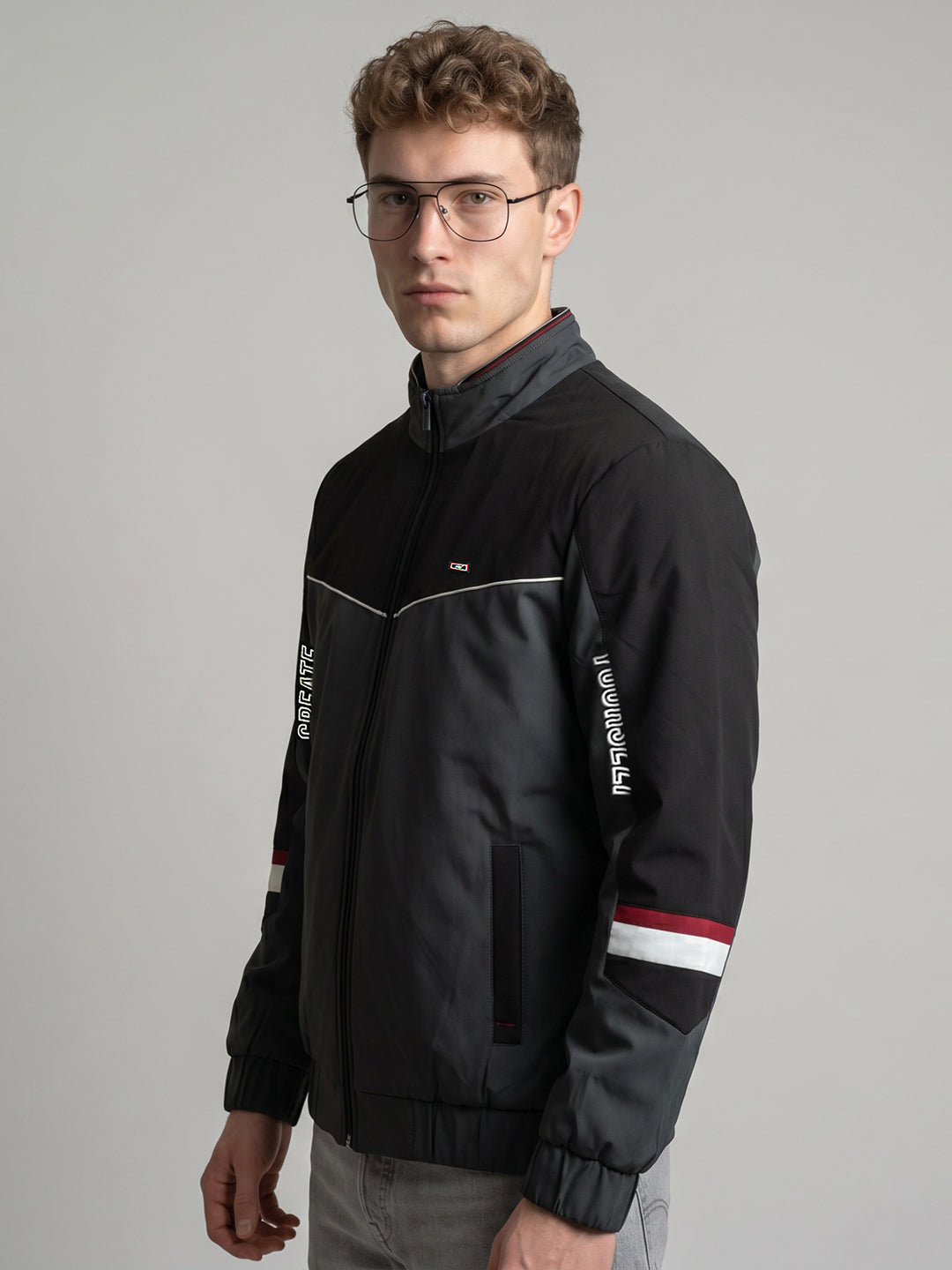 Men Olive Solid Turtle Neck Full Sleeve Bomber Jacket