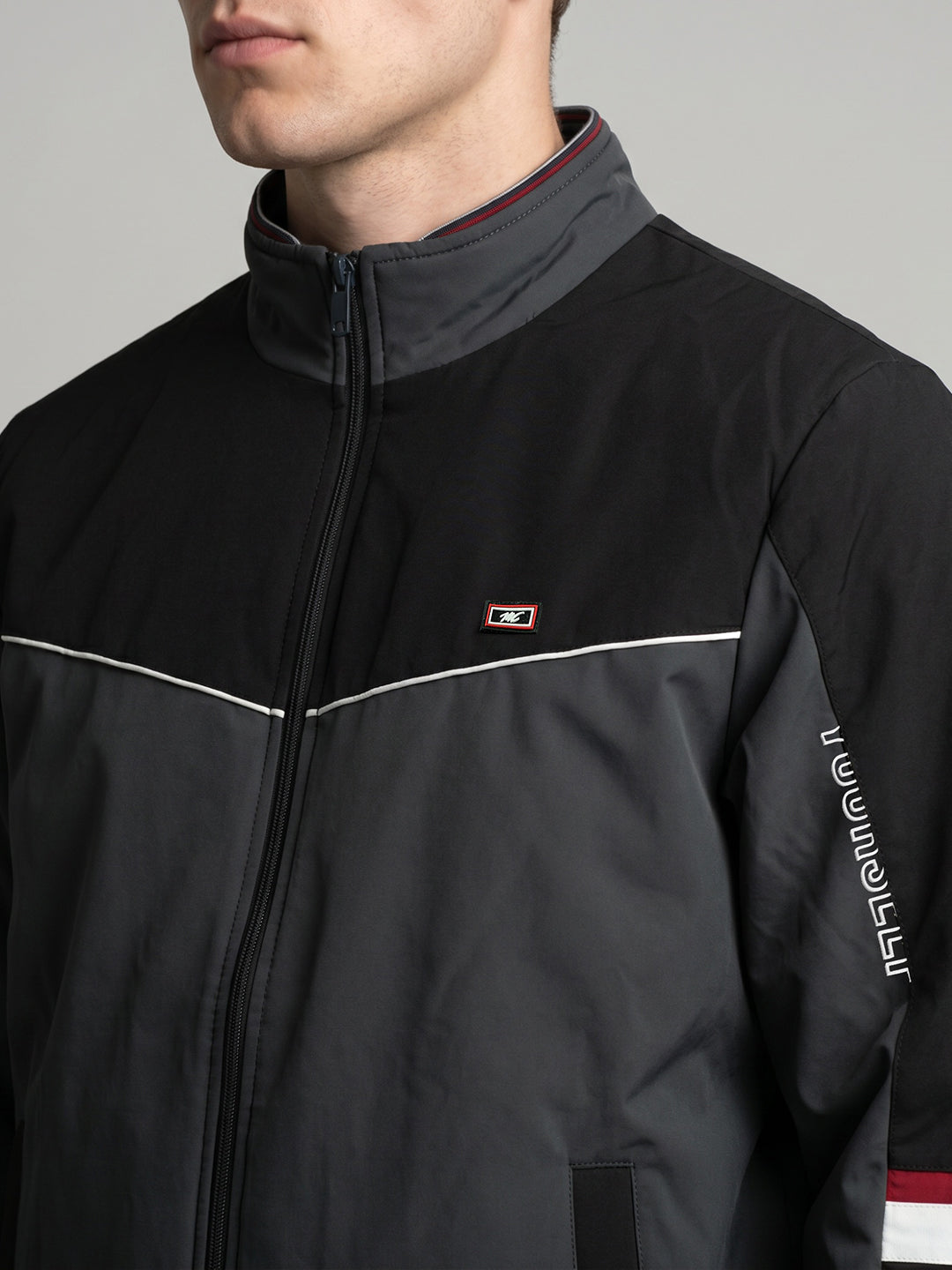 Men Olive Solid Turtle Neck Full Sleeve Bomber Jacket