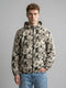 Men Khaki Geometric Block Detachable Hood Full Sleeve Jacket
