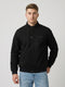 Men Black Solid Collar Full Sleeve Bomber Jacket