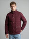 Men Maroon Solid Stand Collar Full Sleeve Parka Jacket
